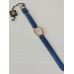 VINTAGE Lanvin γυναικείο ρολόι με επίχρυσο καντράν και μπλε δερμάτινο λουράκι (VIN21)